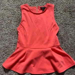 Coral peplum tank